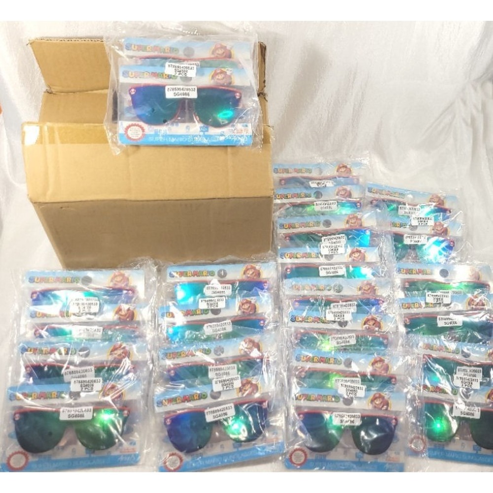 LOT:  24 Pairs Kids Nintendo Arkaid Super Mario Luigi Sunglasses - Party Favors
